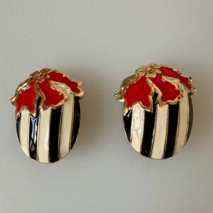 AUTHENTIC ST JOHN Vintage Enamel Clip-On Earrings